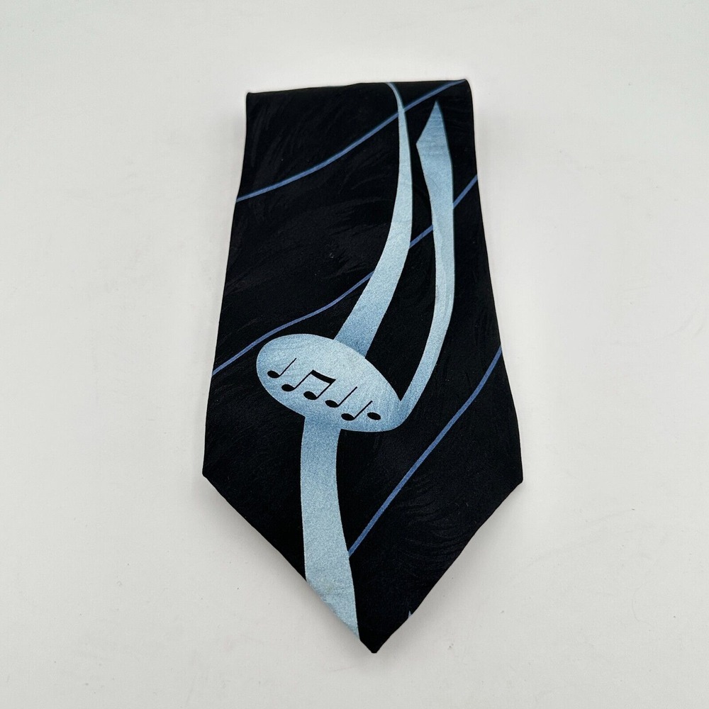 Tommy Bahama Tie Black Silk Musical Notes Jazz Dance Vacation Cruise Teacher